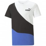 4k Puma 674231-92 JR T-shirt Power Cat - white/black/blue-sky